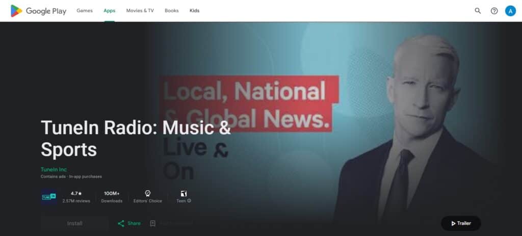 TuneIn Radio Apps for Android