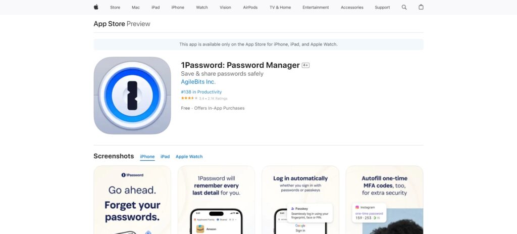 1Password Ios Security App