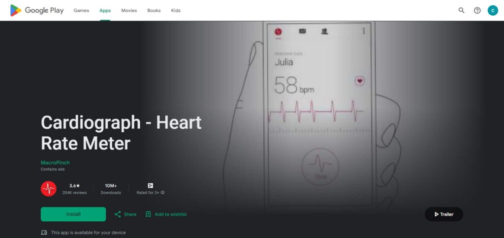 Cardiograph App Heart Rate Monitor