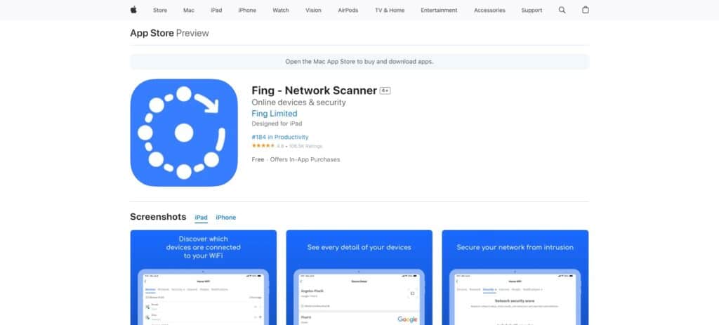 Fing - Network Scanner Free Wifi Analyzer Apps Ios