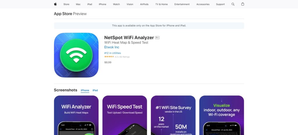 NetSpot Free Wifi Analyzer Apps Ios