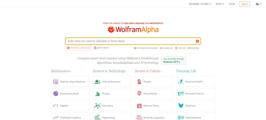 7. WolframAlpha