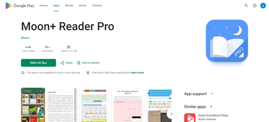 8. Moon+ Reader Pro