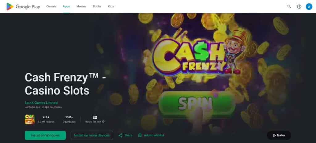 9. Cash Frenzy Casino