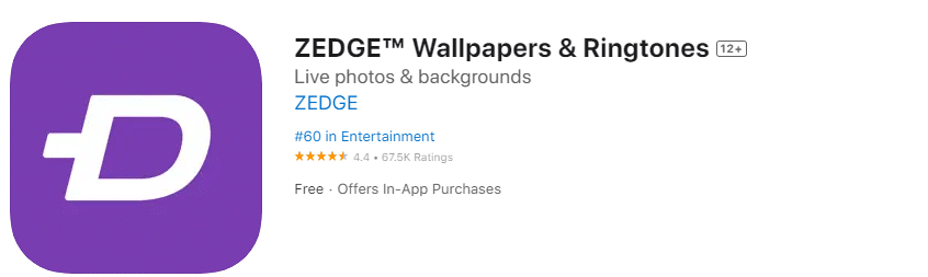 Zedge Free HD Wallpaper Apps for iPhone