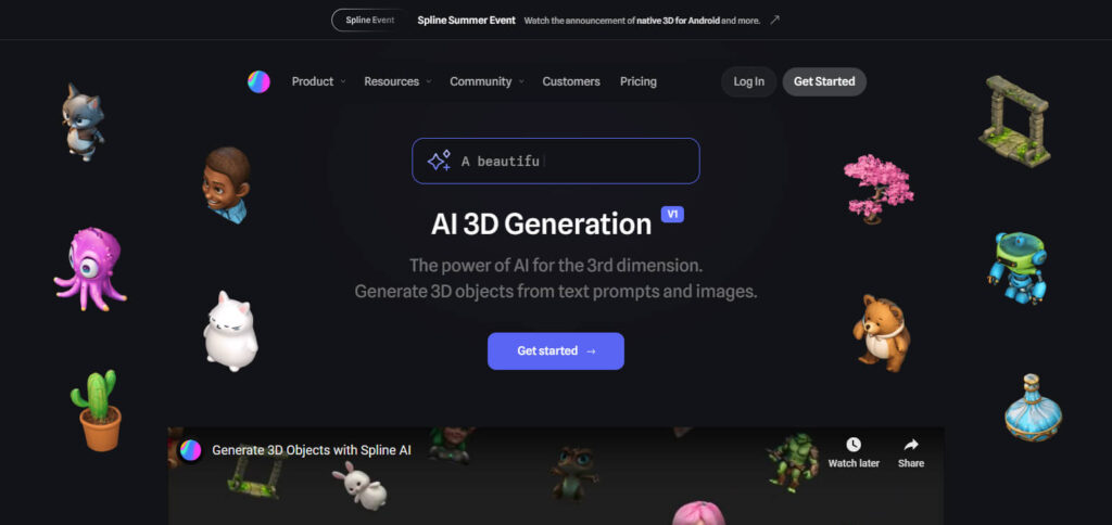 Spline AI apps for modeling 3d text