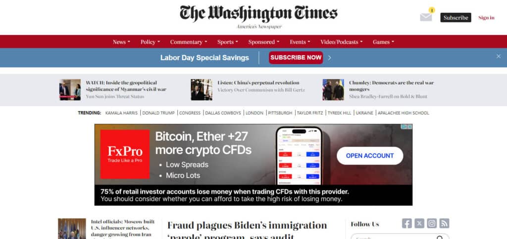 The Washington Times Conservative News Apps