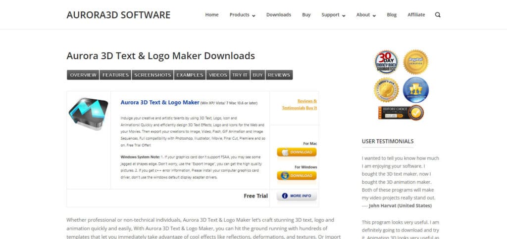 Aurora 3D Text & Logo Maker apps for modeling 3d text