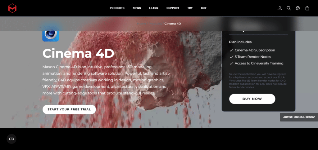 Cinema 4D apps for modeling 3d text