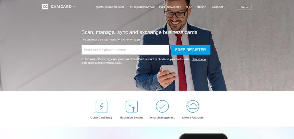 CamCard App For Business Card Scanning