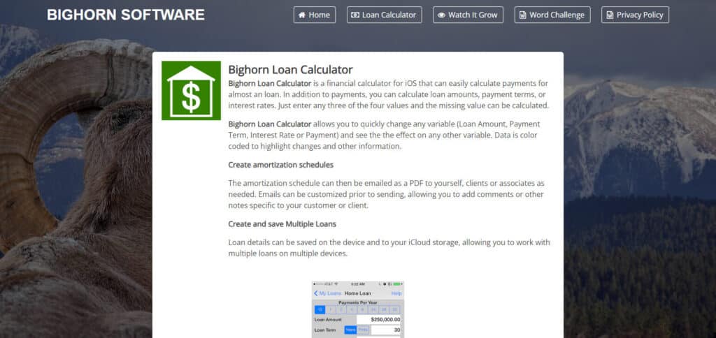 Bighorn Loan Calculator Ios App Financial Calculator