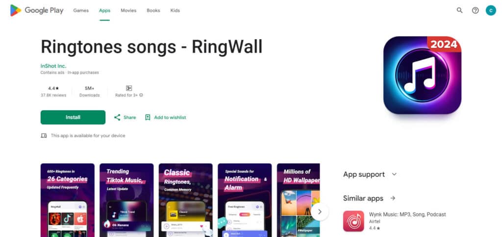 RingWall Android Ringtone Apps