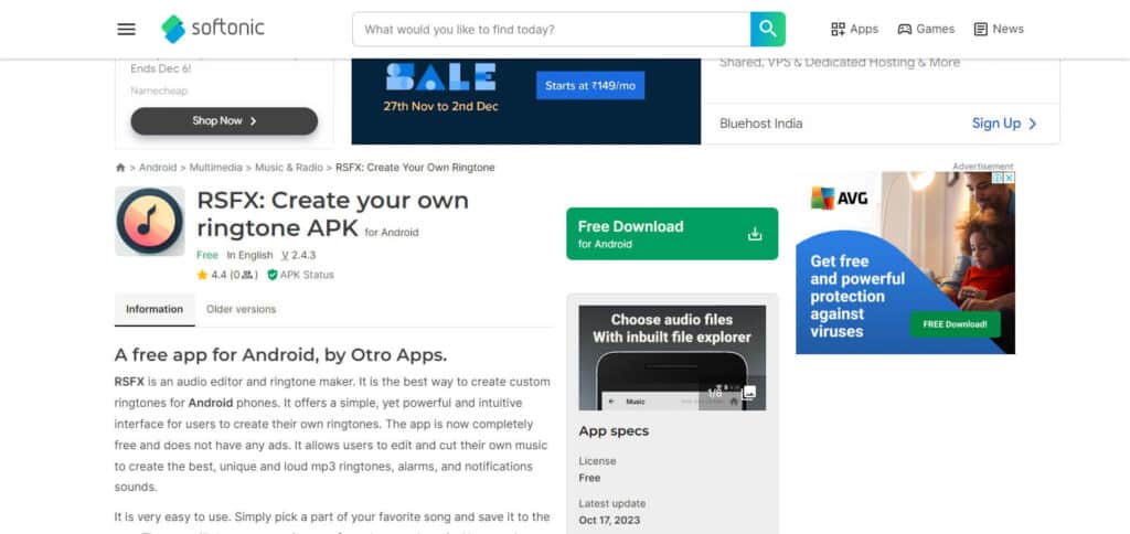 RSFX Android Ringtone Apps