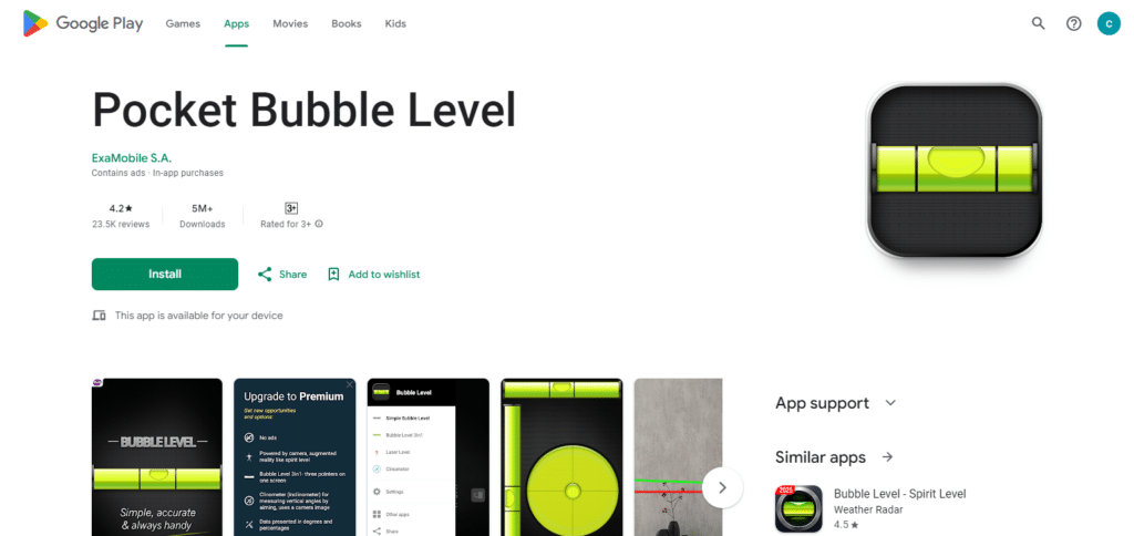 Pocket Bubble Level Android Level App