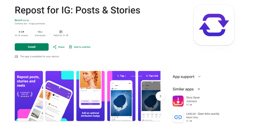 Repost for IG: Posts & Stories  Best App To Save Videos From Instagram