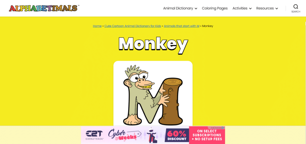 Monki Animal Alphabet Apps For ESL Kindergarten Students