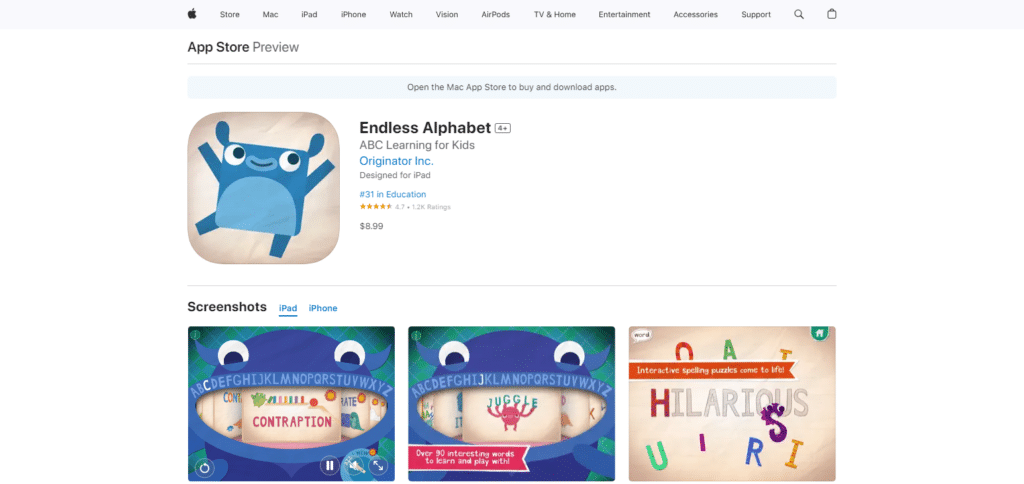 Endless Alphabet Apps For ESL Kindergarten Students